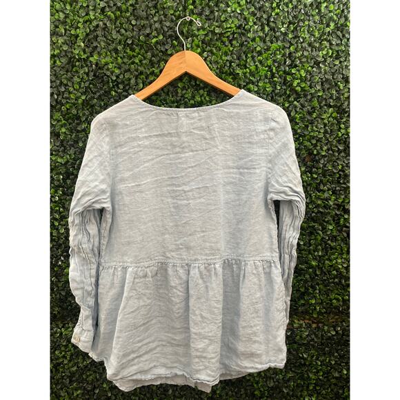 Sigrid Olsen, 100% Linen Blue Blouse, Women’s Size S - Picture 5 of 6